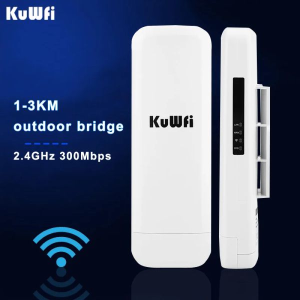 Roteadores kuwfi 300Mbps WiFi Repeater Wireless 2.4g Outdoor Wi Fi Router Point to Point Wi -Fi O amplificador de sinal aumenta