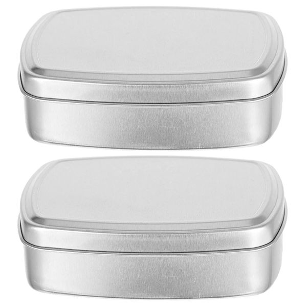 Piatti da 2 pezzi Jar Jar Jar Metal Rectangular lattine rettangolare Sap Case Contenitore Canna Crema Pesca Tinne in alluminio Box