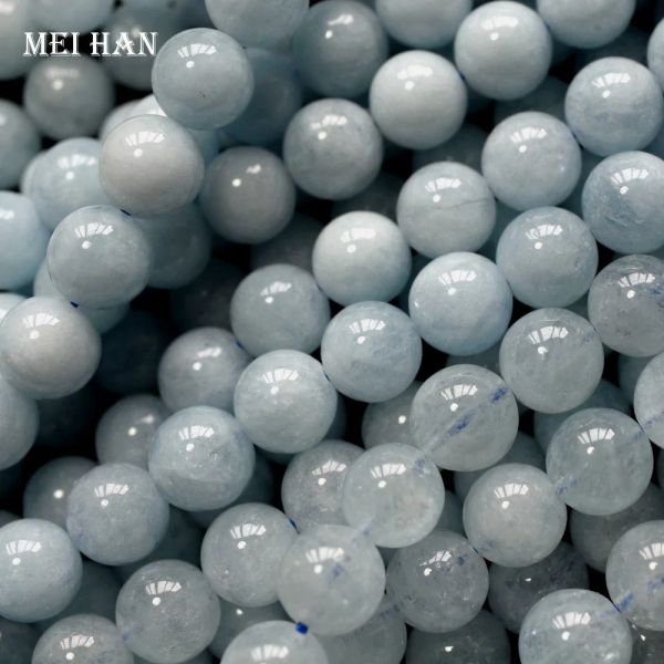 Contas meihan atacado 8mm Natural Brasil Aquamarina Ciclossilicato Rios redondos Pedra Gem para fabricação de jóias