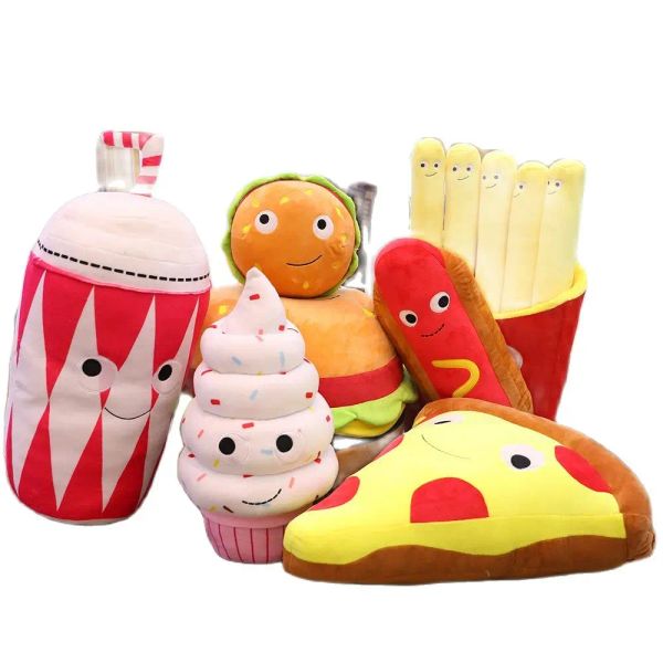 Bambole cartone animato peluche hamburger giocattolo gelato frittete giocattolo food imbottito food popcorn torta pizza cuscino cuscino giocattolo giocattolo regalo di compleanno