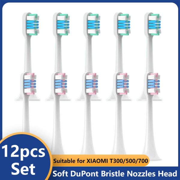 Cabeças 10pcs Substituição para Xiaomi T300/500/700 Cabeças de escova Onic Electric dentes de escova macia bocais com tampas
