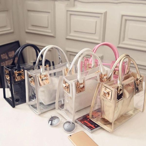 Totes 2pcs Mulher Moda Bolsa de ombro Clear Grúmula bolsa transparente Bola transparente