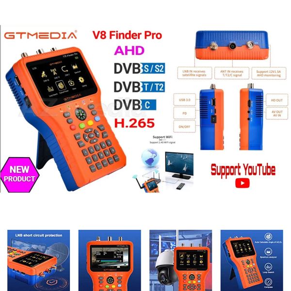 Receptores GTMedia V8 Finder 2/pro dvbs2x/s2/t2/c/atscc h.265/h.264 ACM 1080p Satellite digital Satfinder 3.5in LCD vs Satlink WS6933