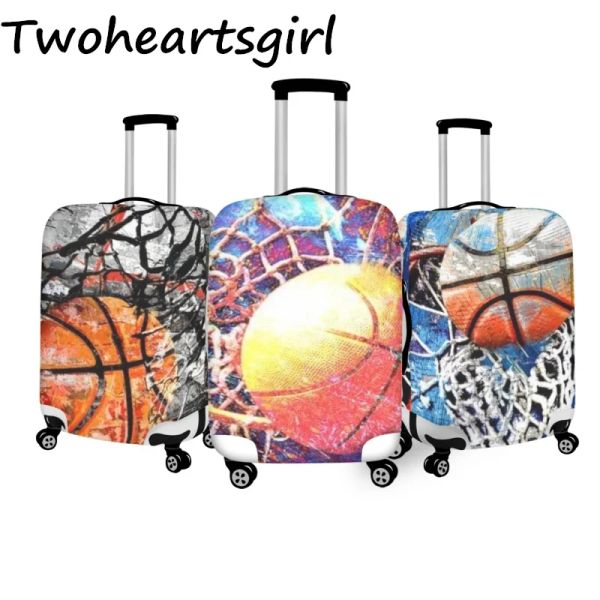 Accessoires TwoHeartsgirl Modebasketball Design Gepäckabdeckung Stretch Koffer Abdeckungen Protektor Reißverschluss für 1832 Zoll Trolly Fall