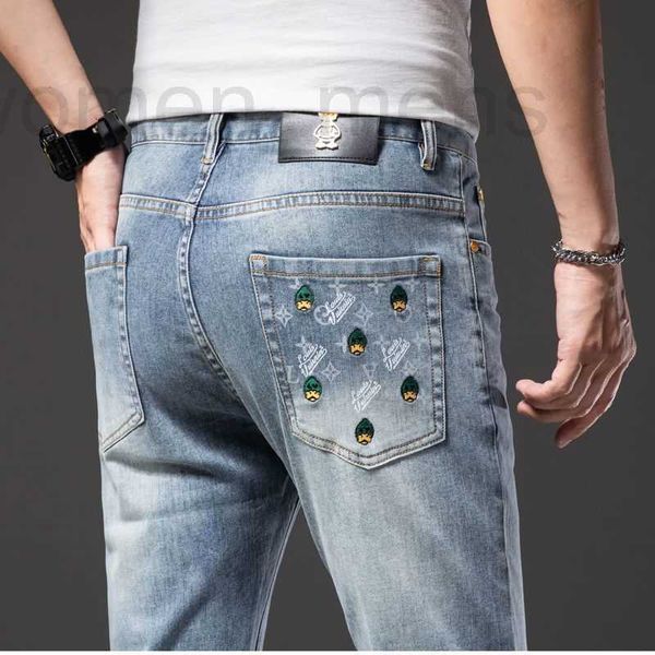 Herren Jeans Designer Jeans bestickter Druck kleine Füße Schlanker fit trendy koreanische Sommer Casual Hosen Elastizität VLVs