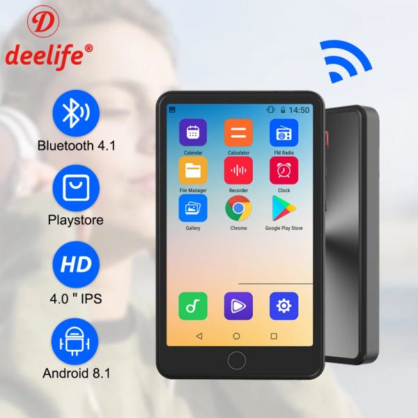 Wifi ve Bluetooth tam dokunmatik ekranlı oyuncu Deelife MP4 oynatıcı Android MP 4 MP3 Müzik Oyunu İbranice Destekler