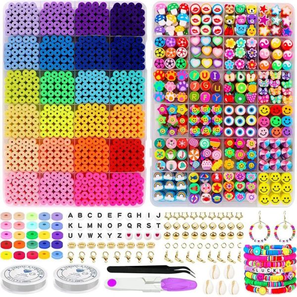 Stränge gemischte flache Tonperlen Set für Schmuck Herstellung von DIY Perlen Armband Accessoires Kit Süßes Obstharz Perlen Set für Kinder Geschenke