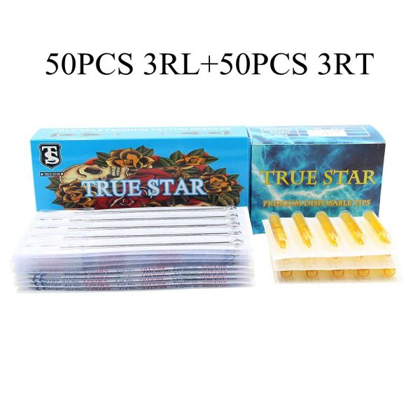 Machine True Star (3RL+3RT) 50pcs Tattoo Needles 50pcs Tattoo Suggerimenti per tatuaggi per le forniture per mitragliatrici Tattoo Produtti di spedizione gratuita