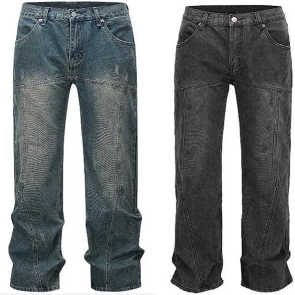 Patchwork Jeans Männer Frauen beste Qualität locker gelegentlich gewaschener Jeanshosen