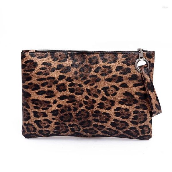 Bolsa Parte Animal Prinha Princular impressão Cheetah envolve as mulheres da noite da carteira de carteira de zíper para mulheres leopardo PU embreagem