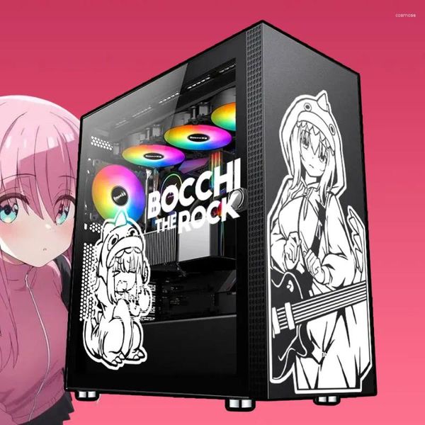 Fensteraufkleber Bocchi die!Anime für PC -Hülle japanische Cartoon Decals Decals ATX Computer Chassis Haut wasserdicht