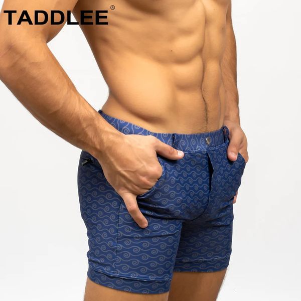 Taddlee Men Swimwear Swimsuits Swim Boxer Trunks Square Cut Boardshorts Fockets 240409