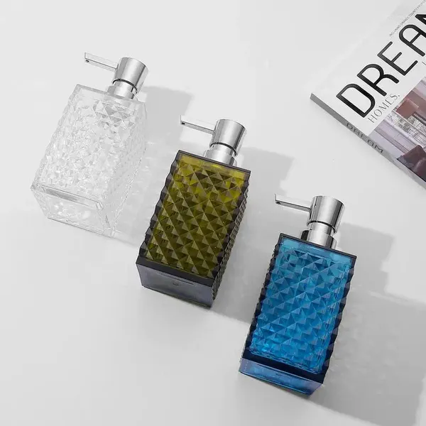 Flüssige Seifenspender transparent klares Glasflasche Badezimmer Handhhandsenthinitierer Shampoo Duschgel Nachfüllbare Pumpenbehälter
