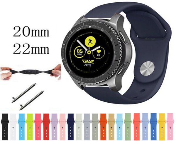 90 colori Sports Silicone Watch Band per smart orologio Samsung Galaxy Watch Sostituzione Bracciale di orologio da guardia 18mm 20mm 22mm6021529