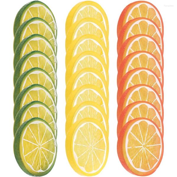 Decoração de festa 24 PCs Garland imitação fatia de cozinha de cozinha acessórios Blocks simulação de limas modelo de fruta Fake Lemons Fatias