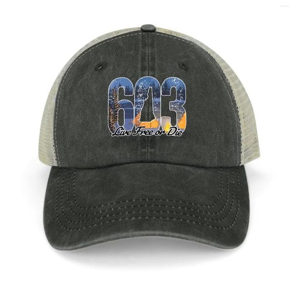 Boinas 603 NH Live Free Or Die - Hampshire Camping e Backpacking Cowboy Hat Sun For Childre