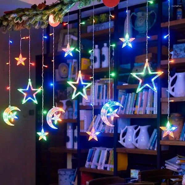 Saiten LED Fairy Star Moon Schnur leichte verstellbare Helligkeit Mehrere Modi USB angetriebene dekorative Fensterwanddekoration