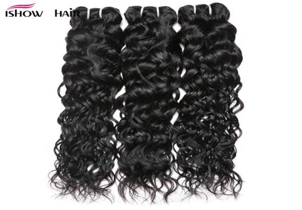 Is -How 828 polegadas Extensões de cabelo de onda de água 345pcs Teca de cabelo brasileira inteira Pacotes para mulheres todas as idades de cor natural Black8195927