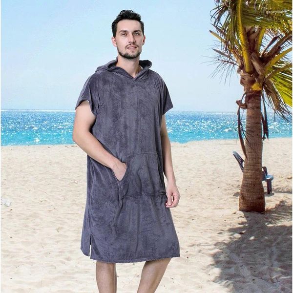 Paar schnelle trockene Bades Kap-Frauen Vertuschungen Surf Poncho Wechseln Handtuch Mikrofaser Schwimmstrand Decke Beachrope Badebekleidung für Mann