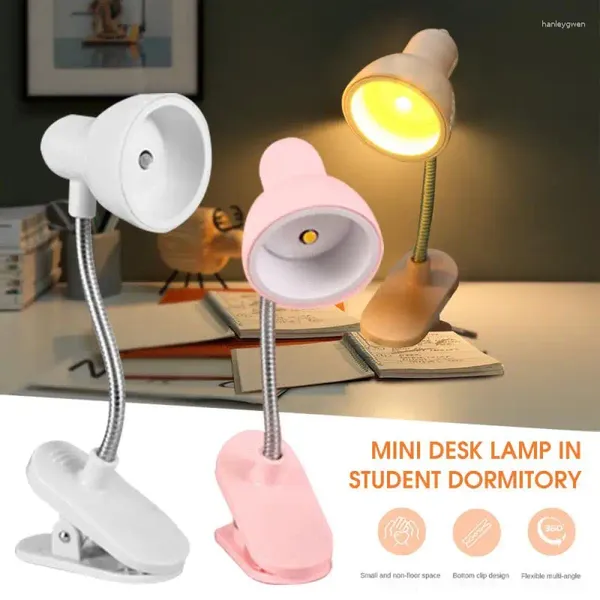 Lampade da tavolo Mini Lampada LED LETTURA DI LETTURA DI LETTURA DESCA LIMA NOTTE CON LETTO CLIP 360 ° TUBILE FLEFICIBILE Piccola protezione degli occhi