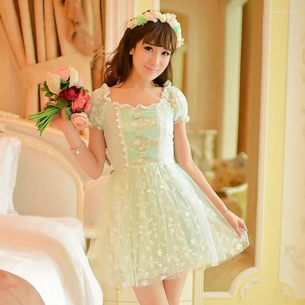 Abiti per feste Princess Sweet Lolita Candy Rain Summer Style Giapponese in pizzo floreale puro e fresco C15AB5703