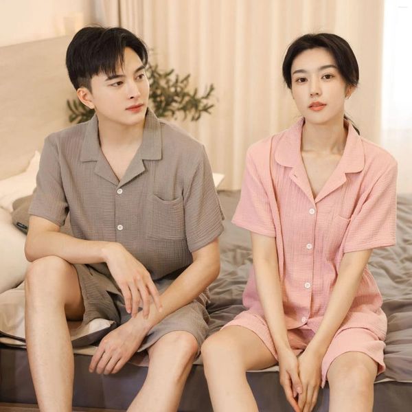 Frauen Nachtwäsche Sommer koreanisches Paar Männer Baumwoll Pyjama Kurzes Sets für Frauen Pijama Hombre Mujer Casal Nachtwäsche Pyjama Soft Homewear