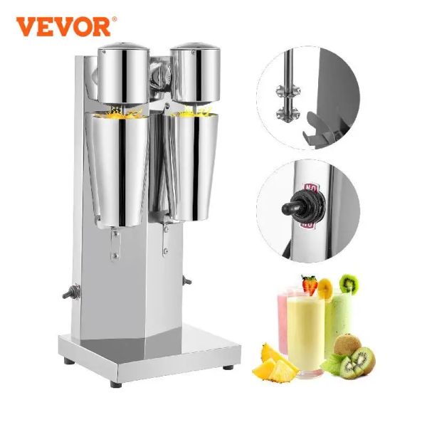 Blenders Vevor Milk Shake Machine 800 мл коммерческие автомобильные двойные чашки молочной ткани из нержавеющей стали.