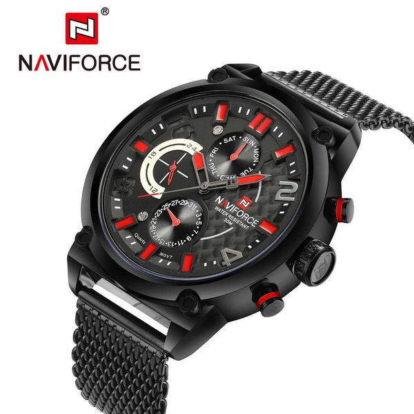 Naviforce führender Männer Sportarten Mode gewebtes Mesh Belt Quartz Uhr Fangsheng Uhr