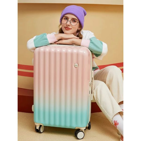 Градиент багажа спиннера Rolling Luggage 20/24/24/26/28 дюйма 2023 Новые чемоданы моды на колесах Большая емкость