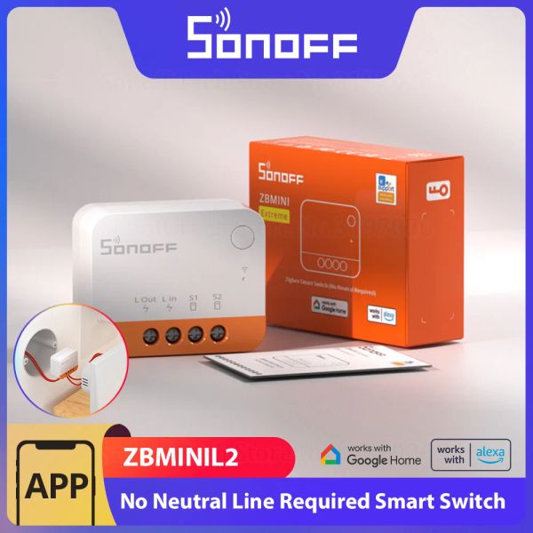 Управление Sonoff Zbmini L2 Zigbee Smart Switch Не требуется нейтральный провод 1GANG TWOWAY CONTROL через EWELINK APP Поддерживает Alexa Google Alice