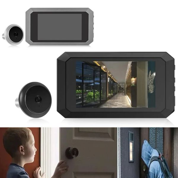 Lens Digital Magic Eye Electronic Viewfinder Night Vision Sicurezza Visualizzatore di porta 3.97in Schermo LCD Video Digital Door Viewer 1080p Camera