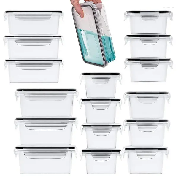 Garrafas de armazenamento Recipientes de alimentos Organizador de cozinha com tampa portátil e empilhável claro para o armário de mesa do freezer
