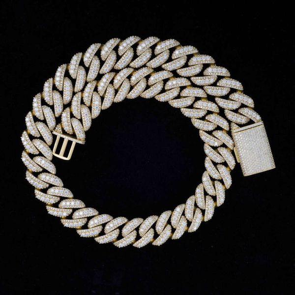 Hiphop Jewelry S925 Big Gold Heavy Mensanite Miami Chain Link Cuban Link