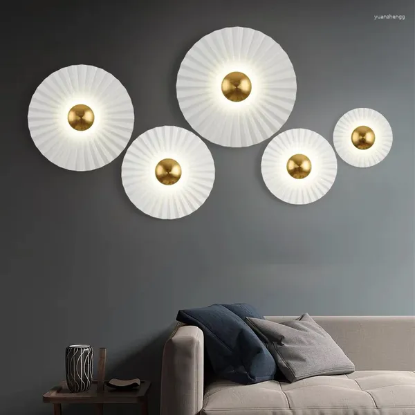 Duvar lambaları İskandinav lambası Lüks Yuvarlak Beyaz Işık Oturma Odası Yatak Odası Başucu Koridoru Kapalı Metal 9W LED APPLEF