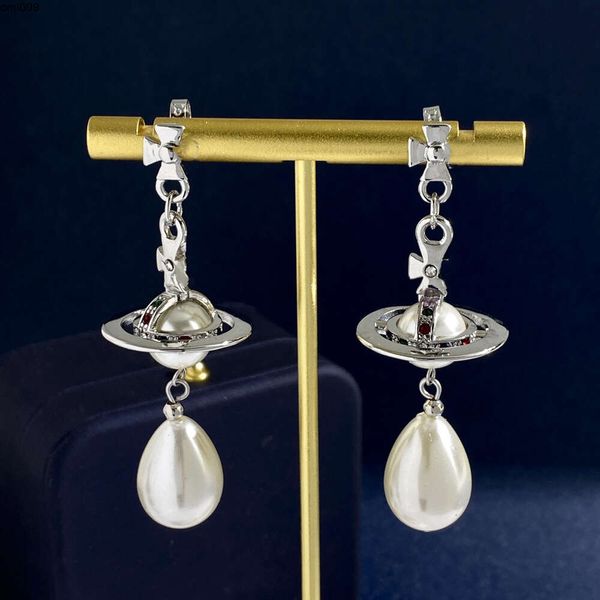 Perlen Stud für Frauen Ohrringe Viviane Luxus Mode Designer Schmuck Gold Ohrungen Metall Ohrring Cjeweler Westwood Frau