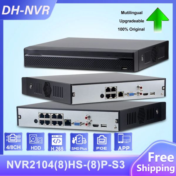 Lens Dahua 4/8CH POE 1HDD NVR NVR2104HSPS3 NVR2108HS8PS3 PROTEÇÃO DE PERIMETRO SMD PLUS AI POR SISTEMA DE VÍDEO DE VÍDEO DE REDE DE REDE CAMANA