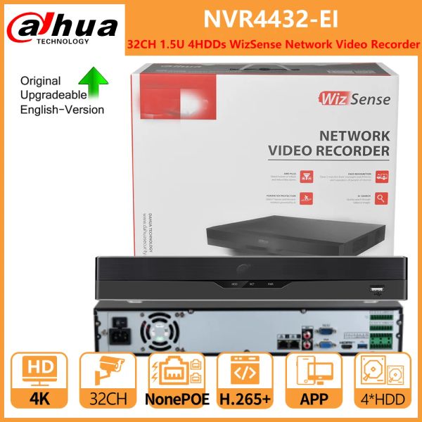 Lens Dahua NVR 32CH 1.5U 4HDDS WIZSENSE Network Video Recorder NVR4432EI Veículo humano Reconhecimento de detecção de rosto Terceira câmera