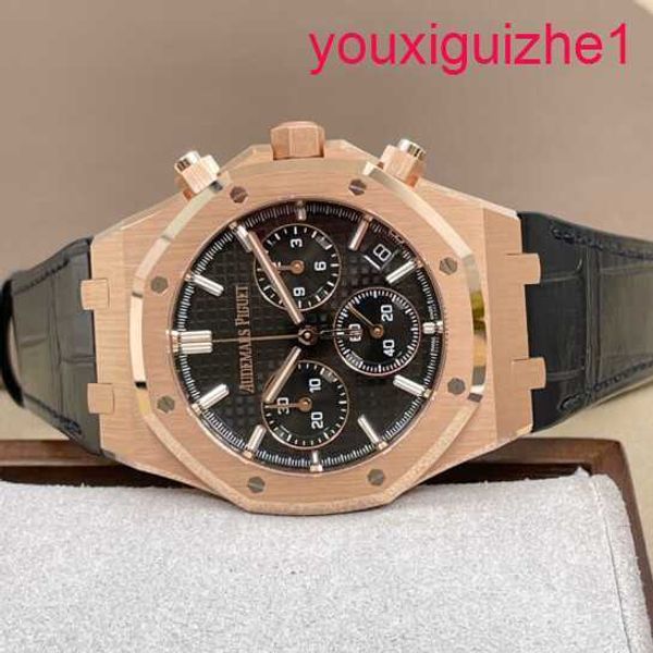 AP weibliche Handgelenk Uhr Royal Oak Serie 26240or Rose Gold Black Belt Herren Mode Freizeitsport Sport Back Transparent Mechanical Uhr