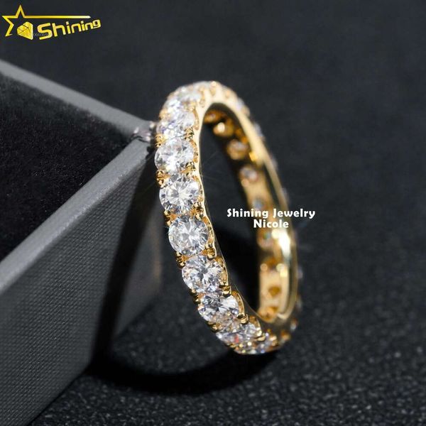 Hot Sale Pass Tester 3mm Eternity Band Solides Gelbgold Verlobungsmonissanit Diamond Ring