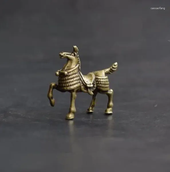 Dekorative Figuren Kupferstatue China Kollektion Archaisieren Sie Messingkrieg Pferd klein