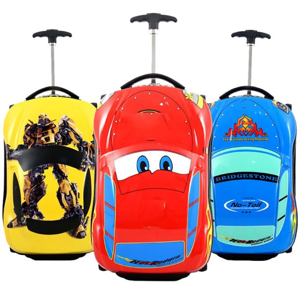 Bagagli 3d auto valigia per bambini set da viaggio bagagli bambini valigia da viaggio da viaggio per la valigia per bambini per bambini che rotola la valigia bagagli