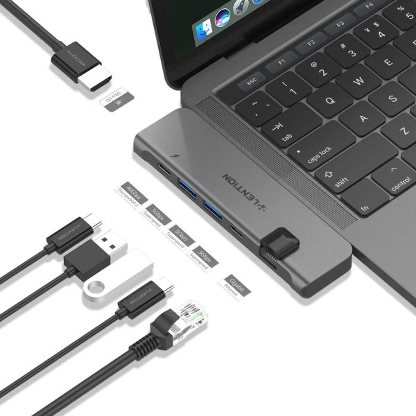 Hubs lezione USB C hub con consegna di alimentazione da 100 W 40 Gbps USB C Docking Station Data 4K HDMI USB 3.0 Adattatore Ethernet per MacBook Pro