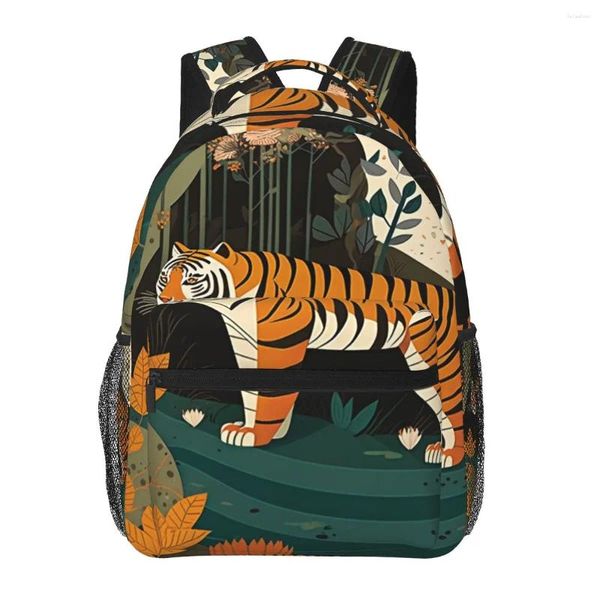 Mochila Tiger Modern Art Style Backpacks Mulheres Mulheres de alta qualidade Sacos de escola leves mochila casual