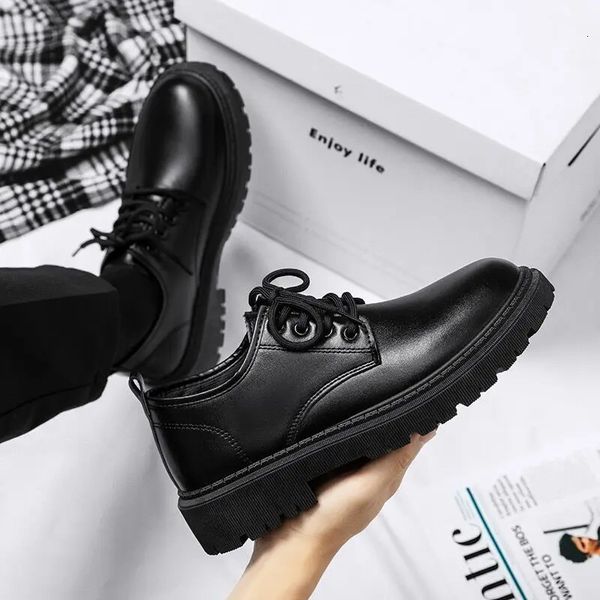 2023 Men Korea couro plataforma oxfords escorregar em toutom shoes machos shoes casuais mocassins masculinos vestido formal 240417