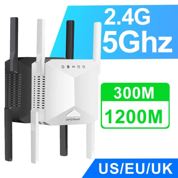 Roteadores 5G WIFI WIFI REPETADOR 1200 MBPS WiFi WiFi Booster Signal WiFi Extender Network WiFi Booster Range Band Wi -Fi Repeater Wi -Fi