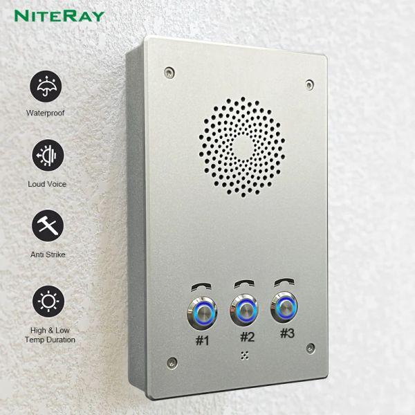 Controle a porta de áudio à prova d'água intercomunicador SIP SMIP CALLER Multi Três botões Phone de portão para compra de entrada