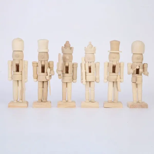 Figurine decorative da 6 pezzi di bambola di legno di legno di legno Blank Blank Embrione non verniciato Soldato per la casa fai da te GIOCHIO GIOCHI