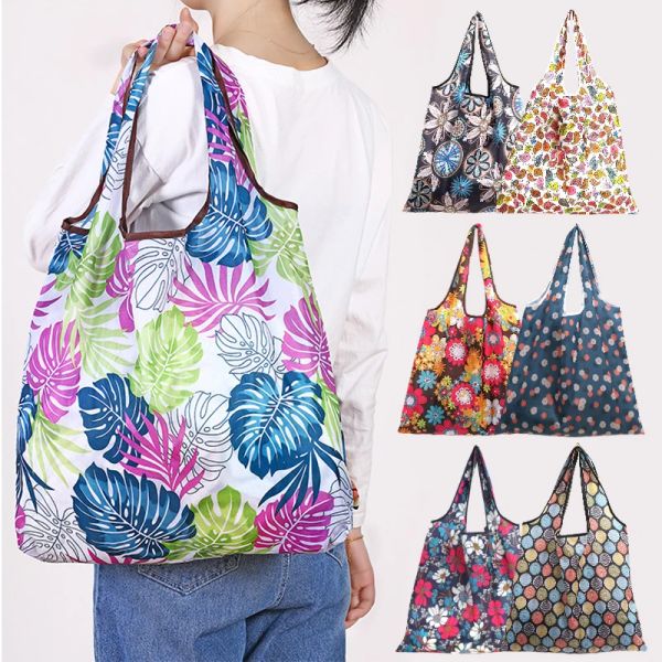 Bolsas 1pc Sacos de compras dobráveis Organizador Eco Friendly Handbag para mantimentos grandes bolsas de compras com bolsa de mercearia grande reciclável