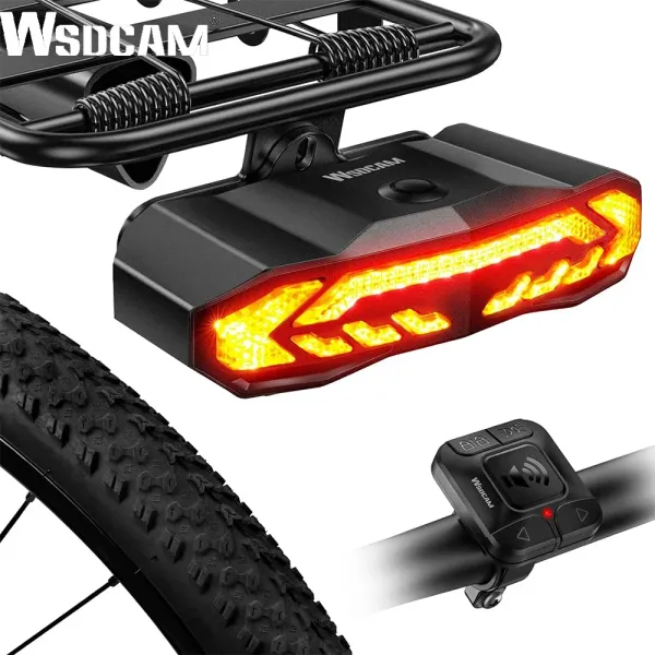 Lights WSDCAM Smart Bike Tail Light с поворотом сигналов тормозного датчика беспроводной дистанционный велосипедный велосипедный велосипед