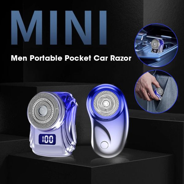 Shavers mini rasoio elettrico rasoi impermeabili rasoi da viaggio maschio portatile con display digitale USB ricaricabile ricaricabile per auto bagnata